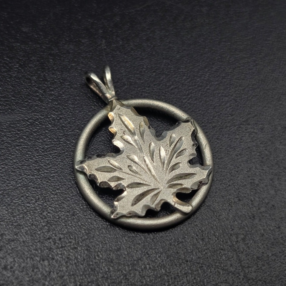 Sterling Silver Maple Leaf Pendant Charm Fall Autumn